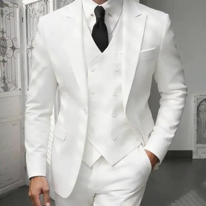 Ensemble de costume classique 3 pièces pour homme - Blazer ajusté à revers crantés avec gilet et pantalon