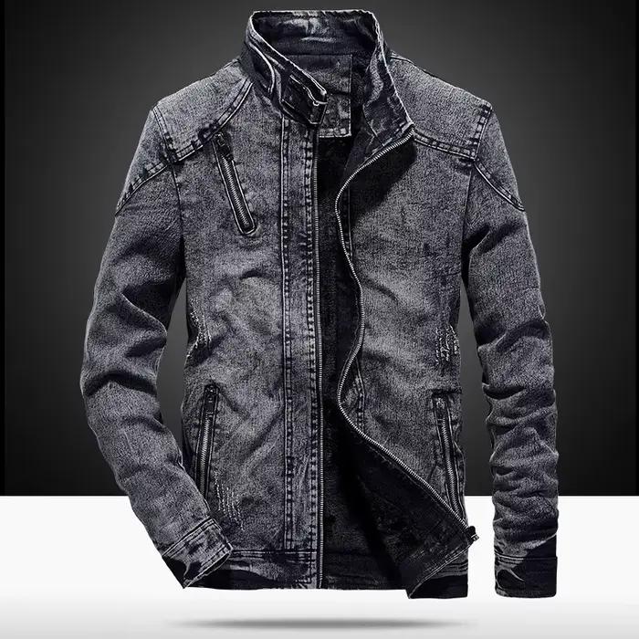Blouson aviateur en denim vintage pour hommes