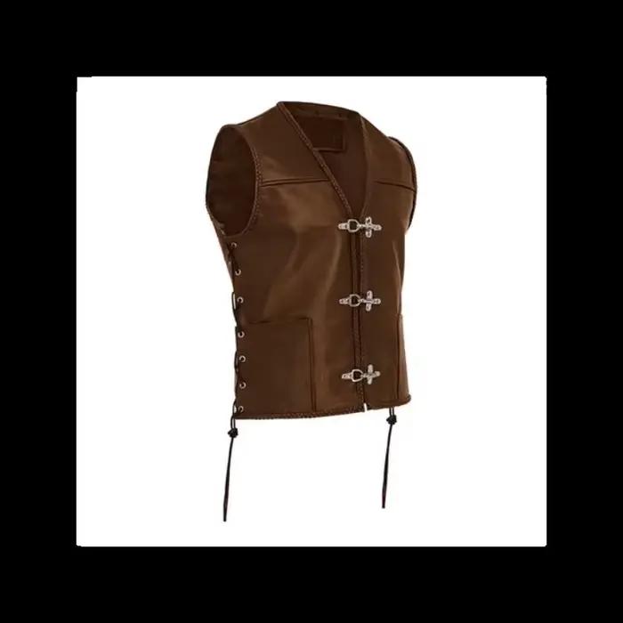 Gilet en cuir vintage pour hommes, style punk, col en V, adapté aux quatre saisons, idéal pour les sorties quotidiennes et spéciales