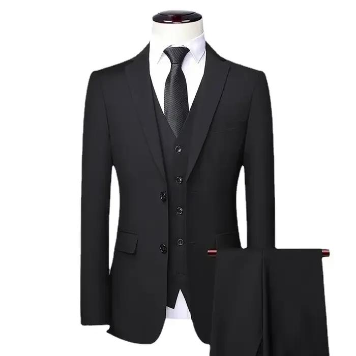 Costume homme élégant décontracté style britannique coupe ajustée couleur unie affaires mariages réceptions banquets
