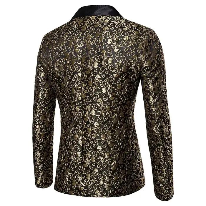 Costume Jacquard Doré pour Homme – Veste Ample Luxueuse pour Affaires