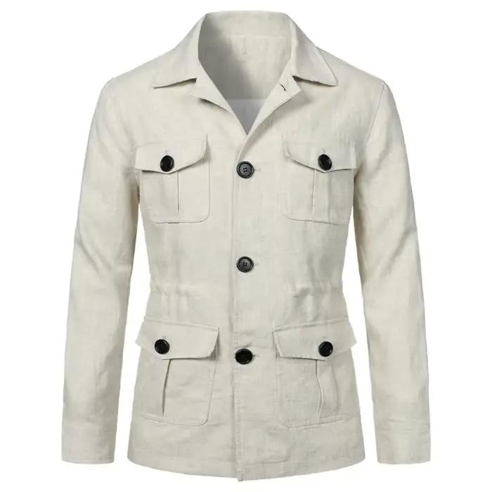 Veste à simple boutonnage pour hommes avec poches
