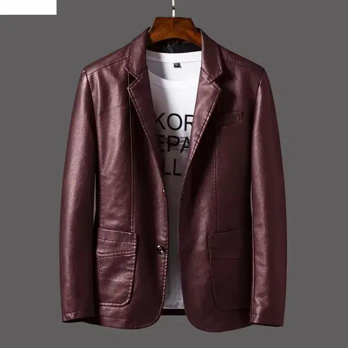 Nouvelle veste en cuir pour hommes d'affaires décontracté revers