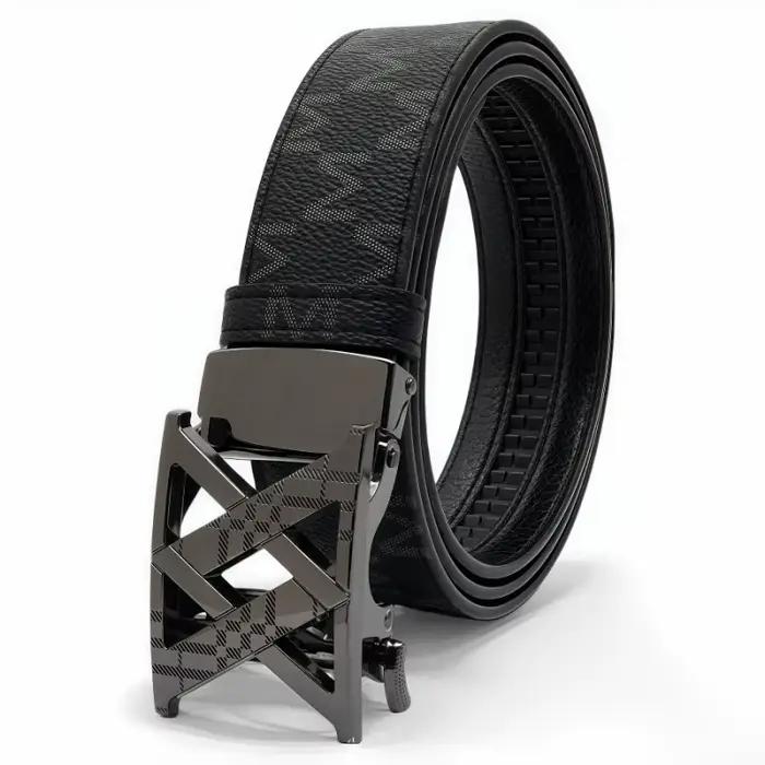 Ceinture en métal à boucle automatique avec lettres anglaises pour hommes occasions formelles et décontractées