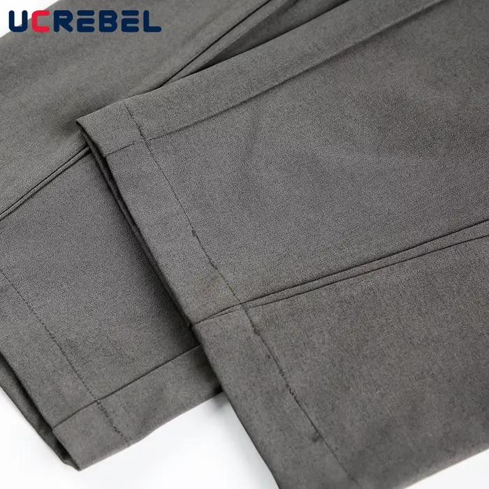 Pantalon de costume plissé de couleur unie pour hommes