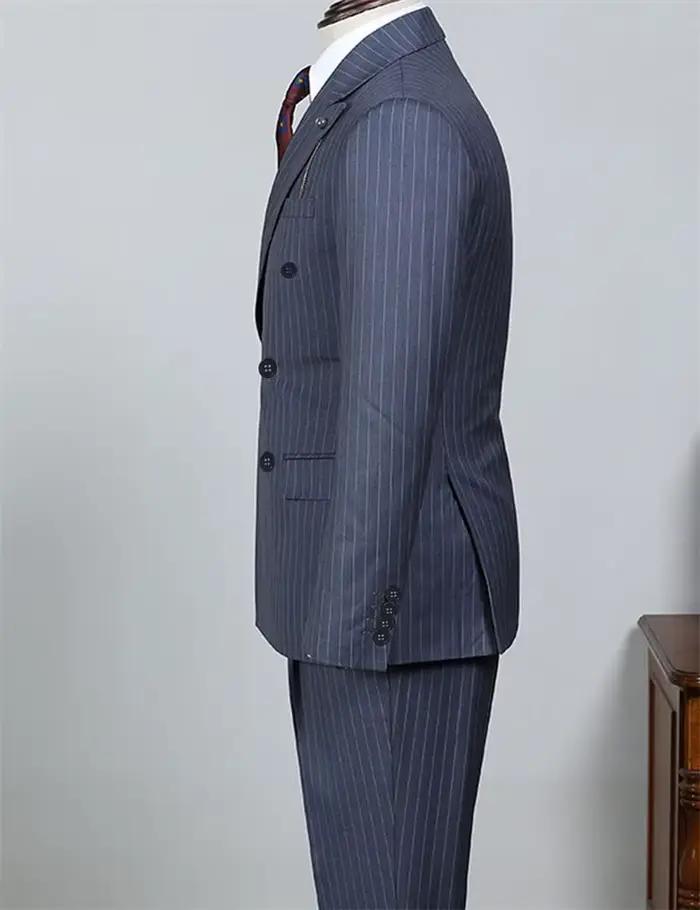 Costume d'affaires rayé bleu marine pour homme élégant et décontracté adapté aux affaires mariages et cérémonies