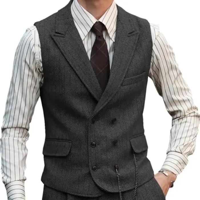 Gilet d'affaires en cuir suédé pour homme