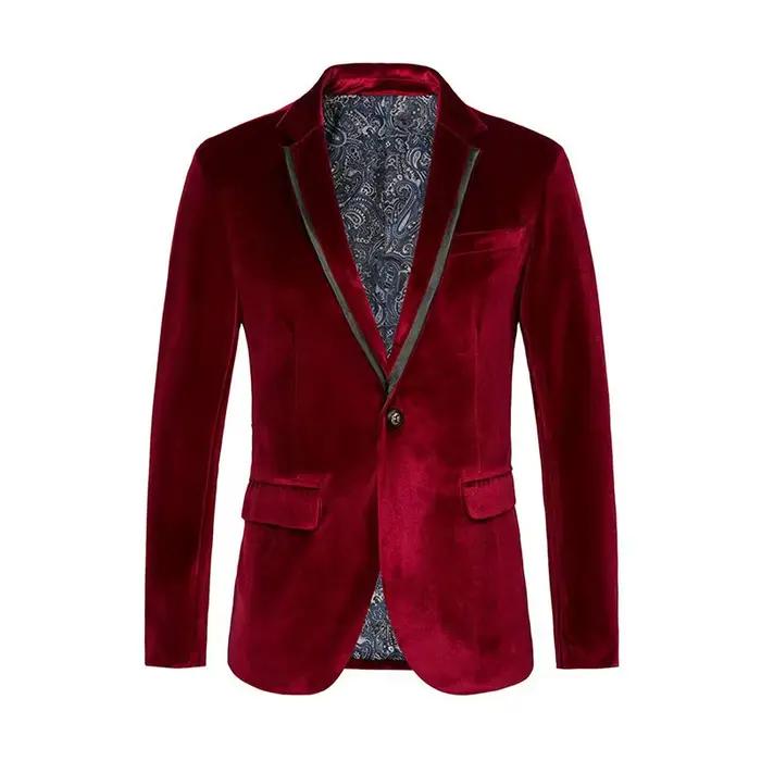 Veste de costume en velours pour hommes