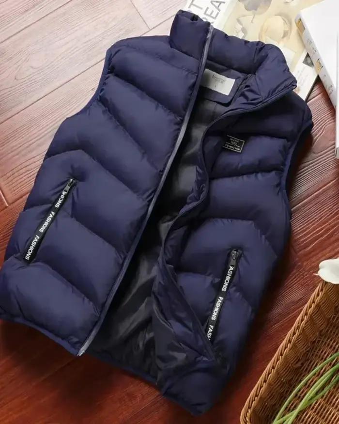 Gilet EverHigh en coton-polyester pour hommes, gilet d'hiver mince, décontracté, col mandarin, coupe-vent, saison froide, tenue quotidienne