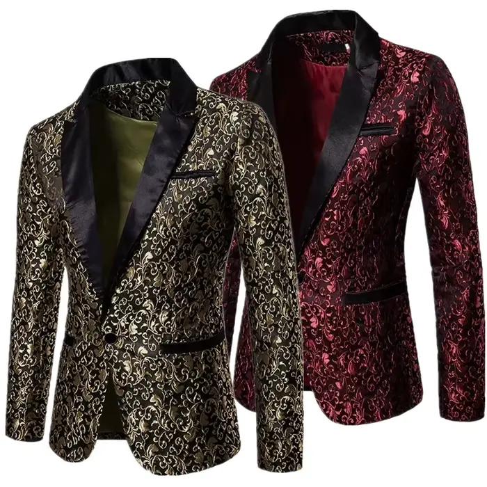 Costume Jacquard Doré pour Homme – Veste Ample Luxueuse pour Affaires
