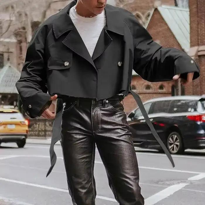 Veste streetwear homme colorée avec revers et double boutonnage pour hommes mode décontractée et rétro occasions printemps automne