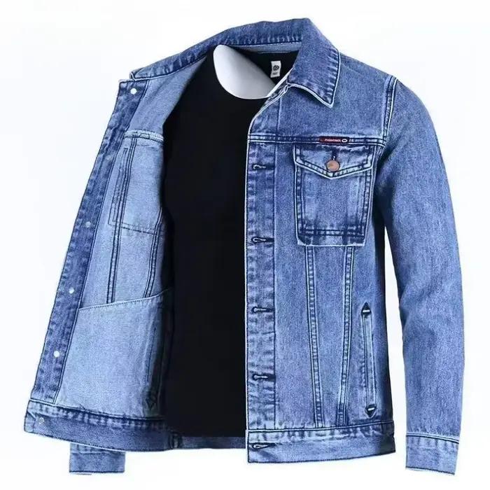 Veste en jean rembourrée en laine pour homme, vêtement en combinaison de mouton noir, chaude, épaules larges, une pièce, vestes d'extérieur et manteaux, patchwork vintage, pour hiver et quotidien