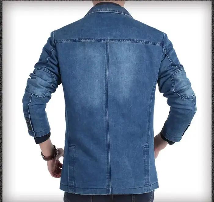 Blazers hommes veste en jean costumes manteaux simple boutonnage col rabattu manches longues décontracté manteau régulier bouton Blazer vestes