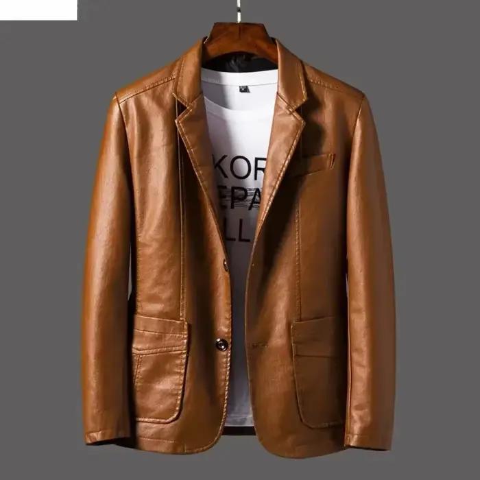 Nouvelle veste en cuir pour hommes d'affaires décontracté revers