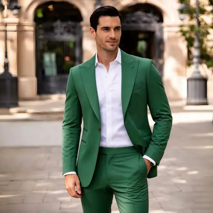 Costume Homme Vert Sauge 2 Pièces pour Bal de Promo