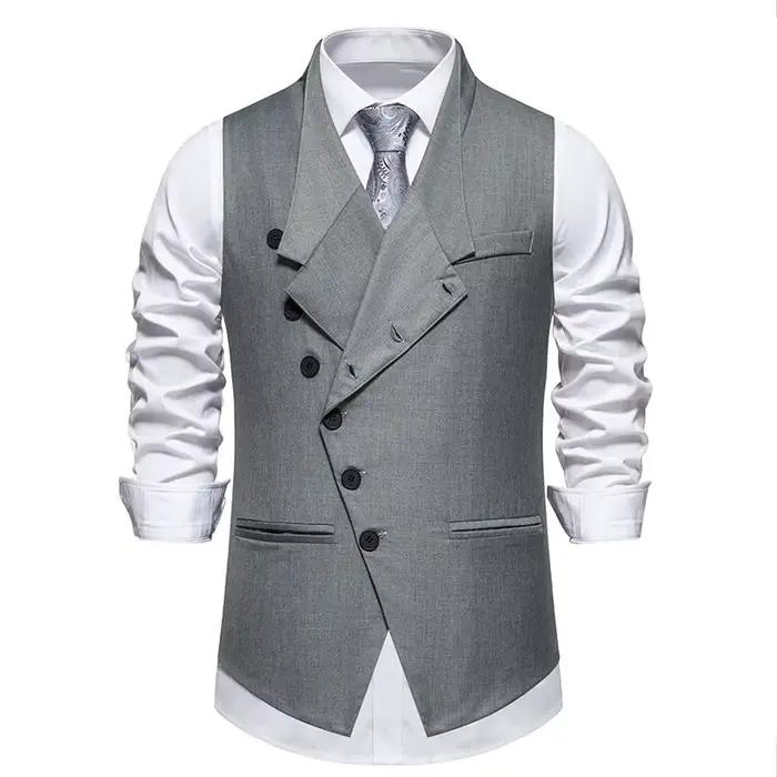 Gilet homme gris et noir décontracté et élégant pour mariage et occasions quotidiennes polyvalent pour hommes