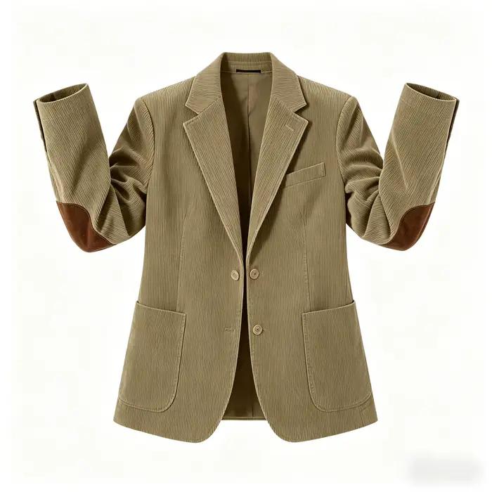 Blazer en velours côtelé vintage pour homme avec empiècements aux coudes