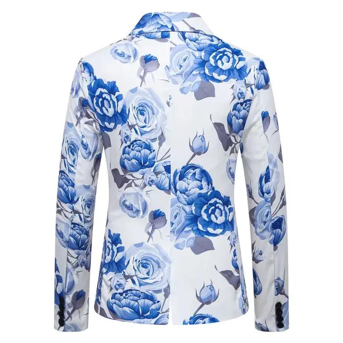 Costume blazer homme imprimé rose décontracté pour soirées et spectacles sur scène