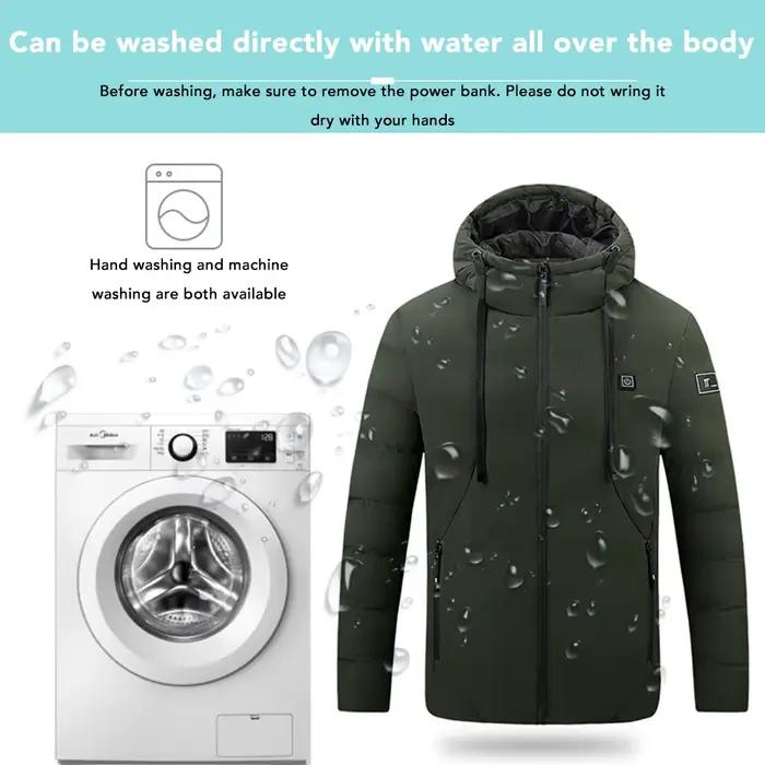 Veste chauffante 4 zones homme veste chauffante électrique imperméable à capuchon isolante en polyester pour activités hivernales et sorties quotidiennes