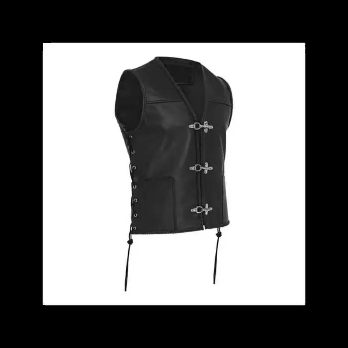 Gilet en cuir vintage pour hommes, style punk, col en V, adapté aux quatre saisons, idéal pour les sorties quotidiennes et spéciales