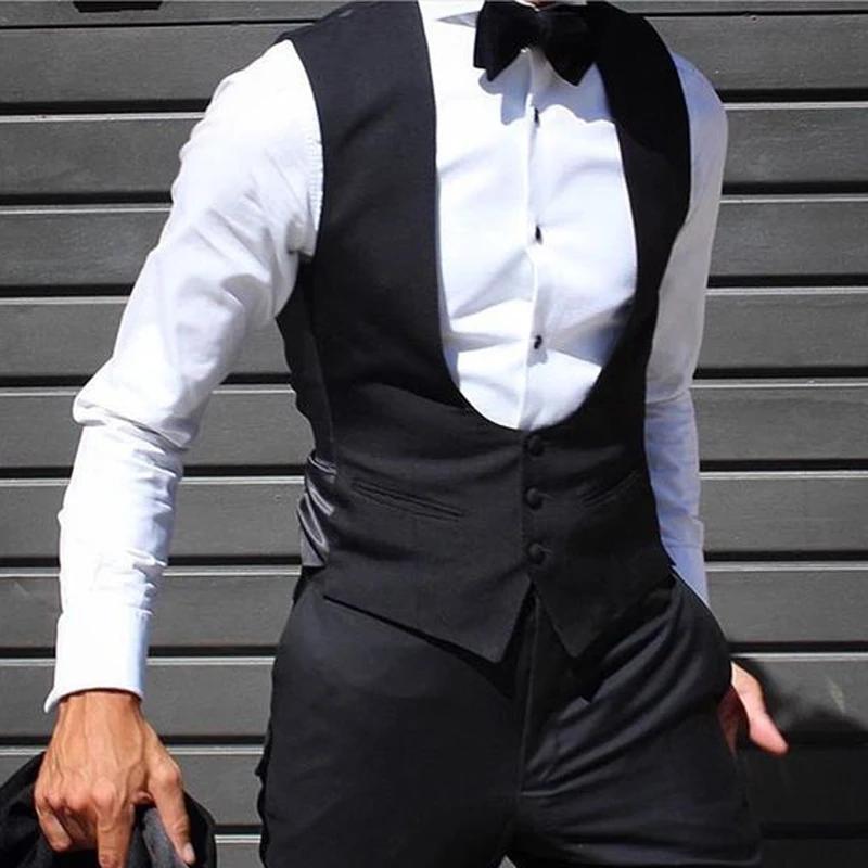 Gilet noir pour hommes, pour marié de mariage, une pièce, costume ajusté, couleur unie, manteau à la