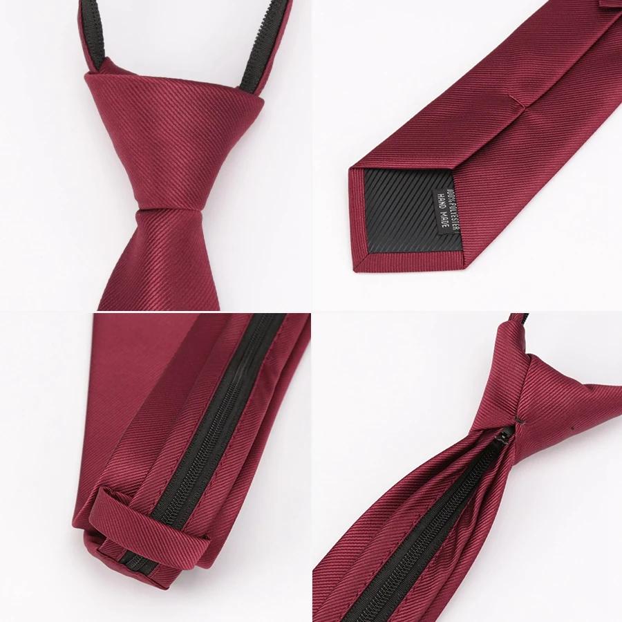 Hommes cravate fermeture éclair paresseux cravate mode solide 6cm cravates affaires pour homme Grava