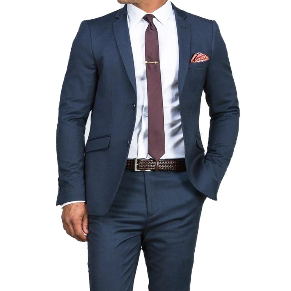 Costumes de mariage sur mesure bleu foncé pour hommes, olympiques sur mesure, smoking mince, mode d'