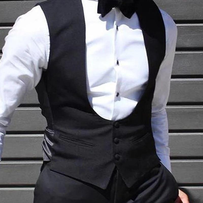 Gilet noir pour hommes, pour marié de mariage, une pièce, costume ajusté, couleur unie, manteau à la