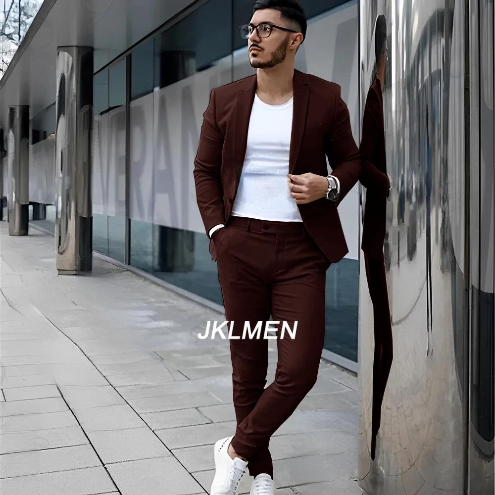 Costume 2 pièces gris pour hommes, veste d'été décontractée, pantalon formel, smoking de mariage, vê