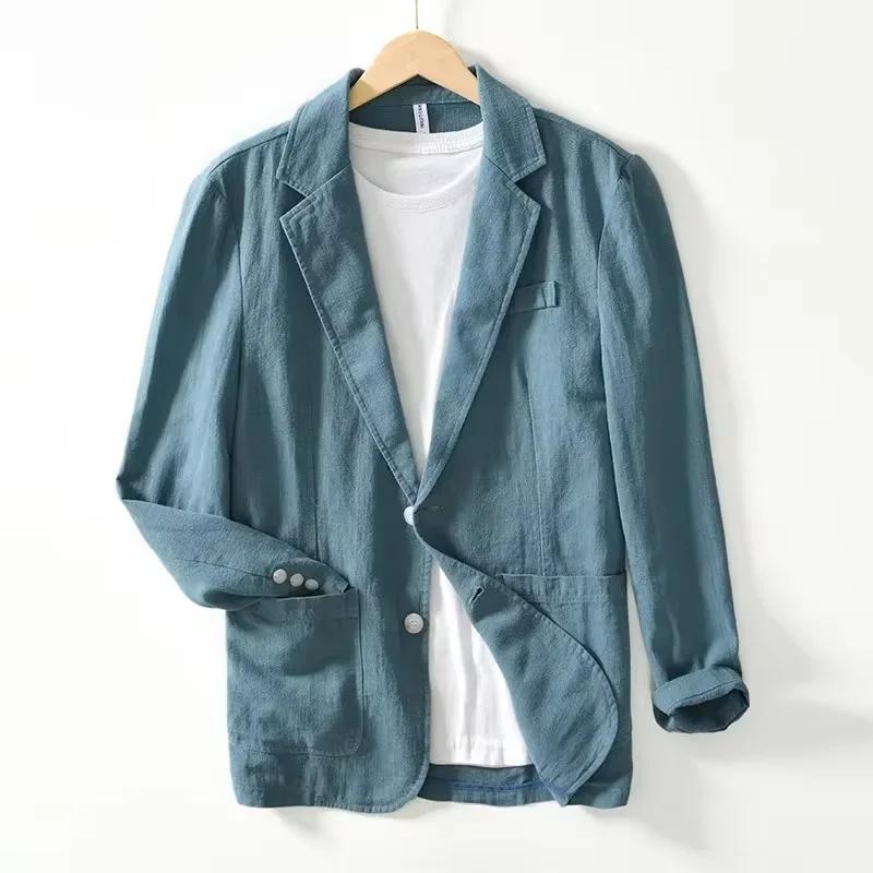 Blazer en lin pour homme – Veste décontractée respirante pour le printemps et l'été – Costume de bur