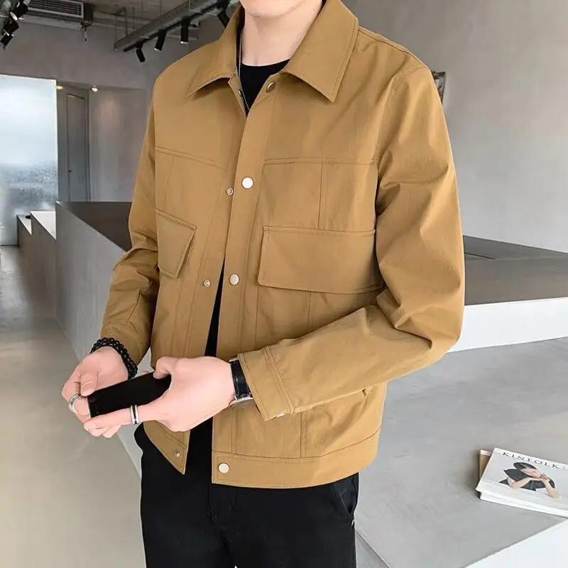 Veste rétro à revers pour hommes, coupe cintrée, décontractée, tendance