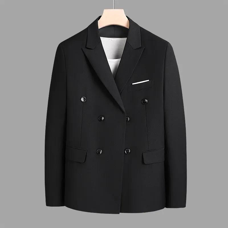 Blazer décontracté croisé pour homme - Printemps et automne - Coupe ajustée haut de gamme - Tenue de