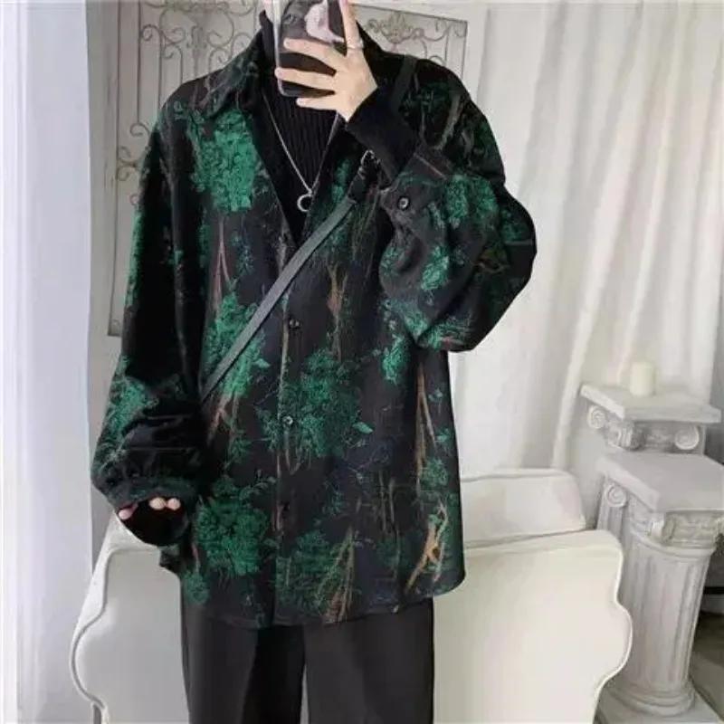 Chemise personnalisée à manches longues pour hommes, veste tendance, ample, nouvelle chemise décontr