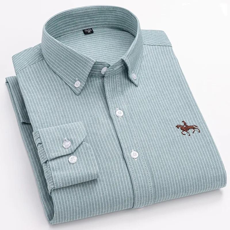 Chemise Oxford en pur coton à manches longues pour hommes, tenue d'affaires décontractée, coupe régu
