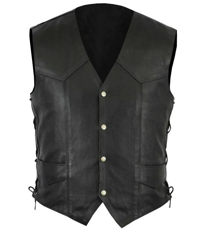 Veste en cuir rétro pour homme - haut sans manches - style disciplinaire - chevalier médiéval - vest