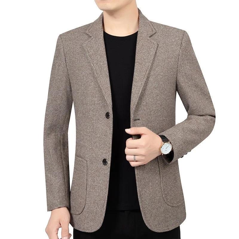 Veste de Costume Homme Tendance, Blazer Vintage à Simple Boutonnage, Manches Longues, Poches, Col Ra