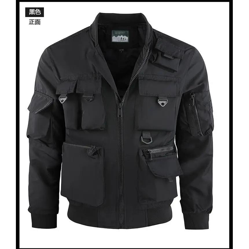 Veste de pilote pour hommes, veste de Baseball, fonctionnelle, multi-poches, fine, résistante à l'us