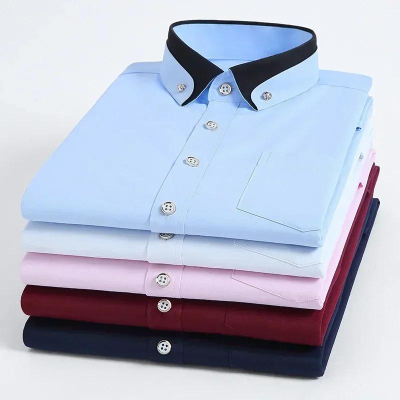Chemise élastique à manches longues pour hommes, chemise d'affaires décontractée, chemise confortabl