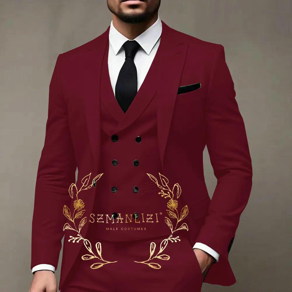 Costumes pour hommes vert clair 3 pièces marié coupe ajustée mariage bal fête smoking événements for