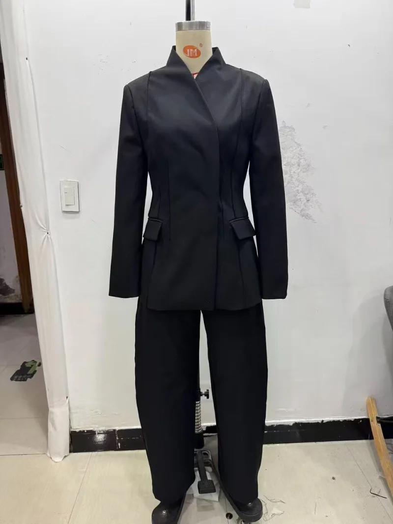 ETJ 2025 – veste de costume slim à col haut et pantalon décontracté assorti pour femmes, nouveau des