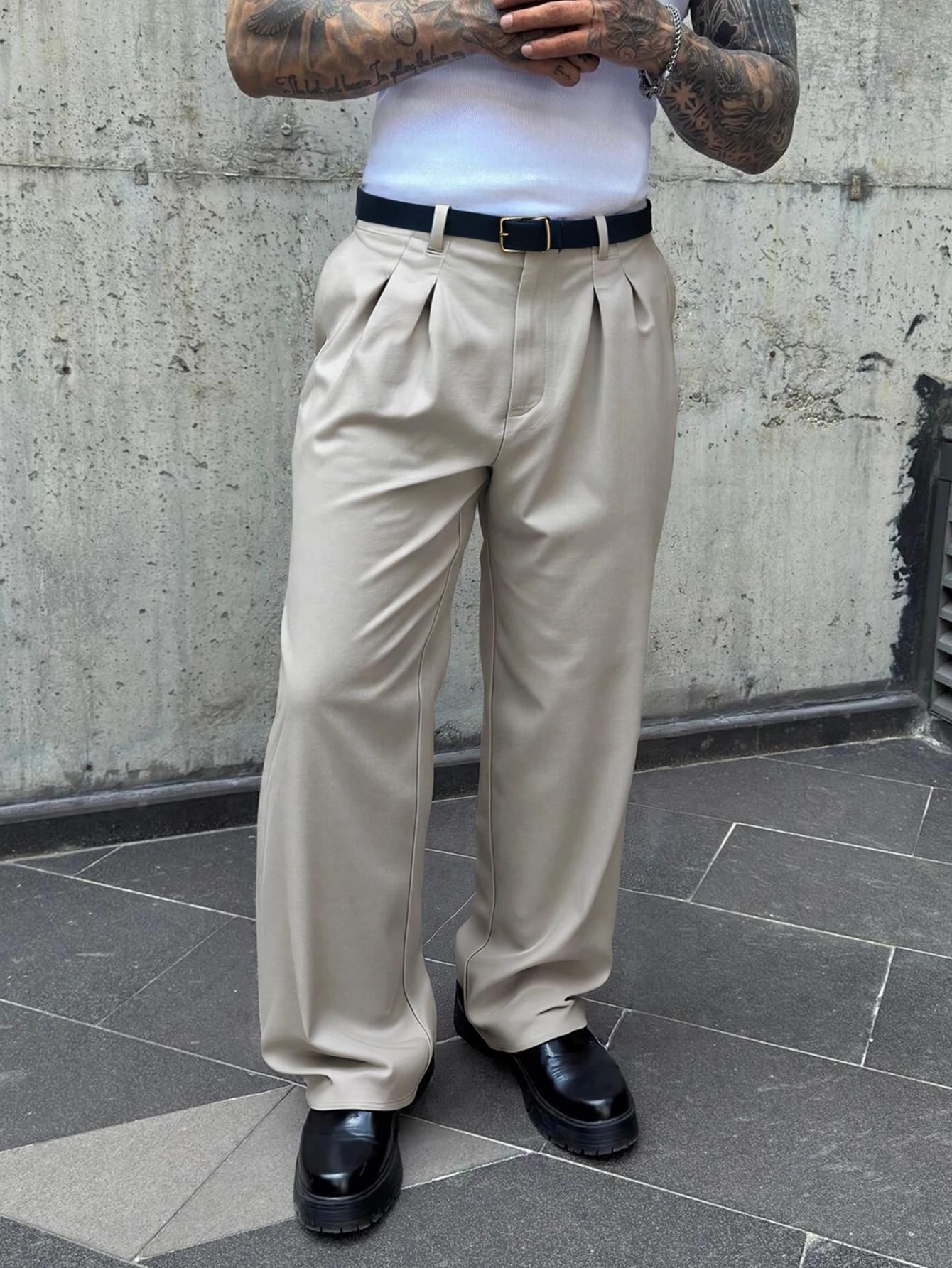 Pantalons de costume pour homme, style décontracté et formel, effet drapé élégant, tenue de travail