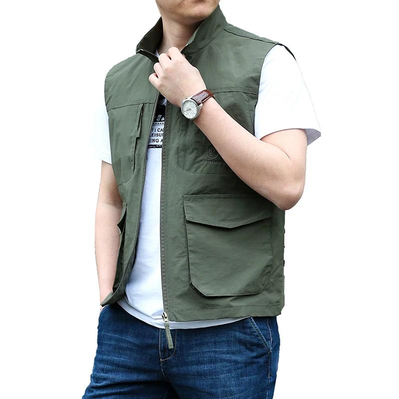 Veste sans manches d'été confortable gilet poches hommes printemps extérieur poche gilet mâle photog