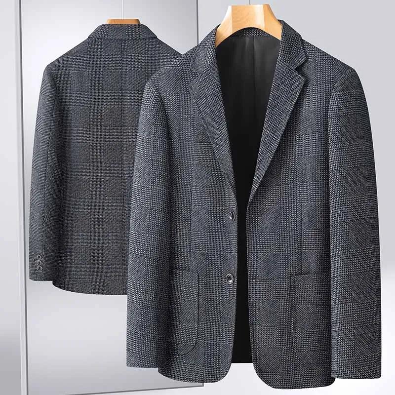 Blazer pour hommes d'âge moyen, tenue professionnelle décontractée, ample, Style britannique, sous-t