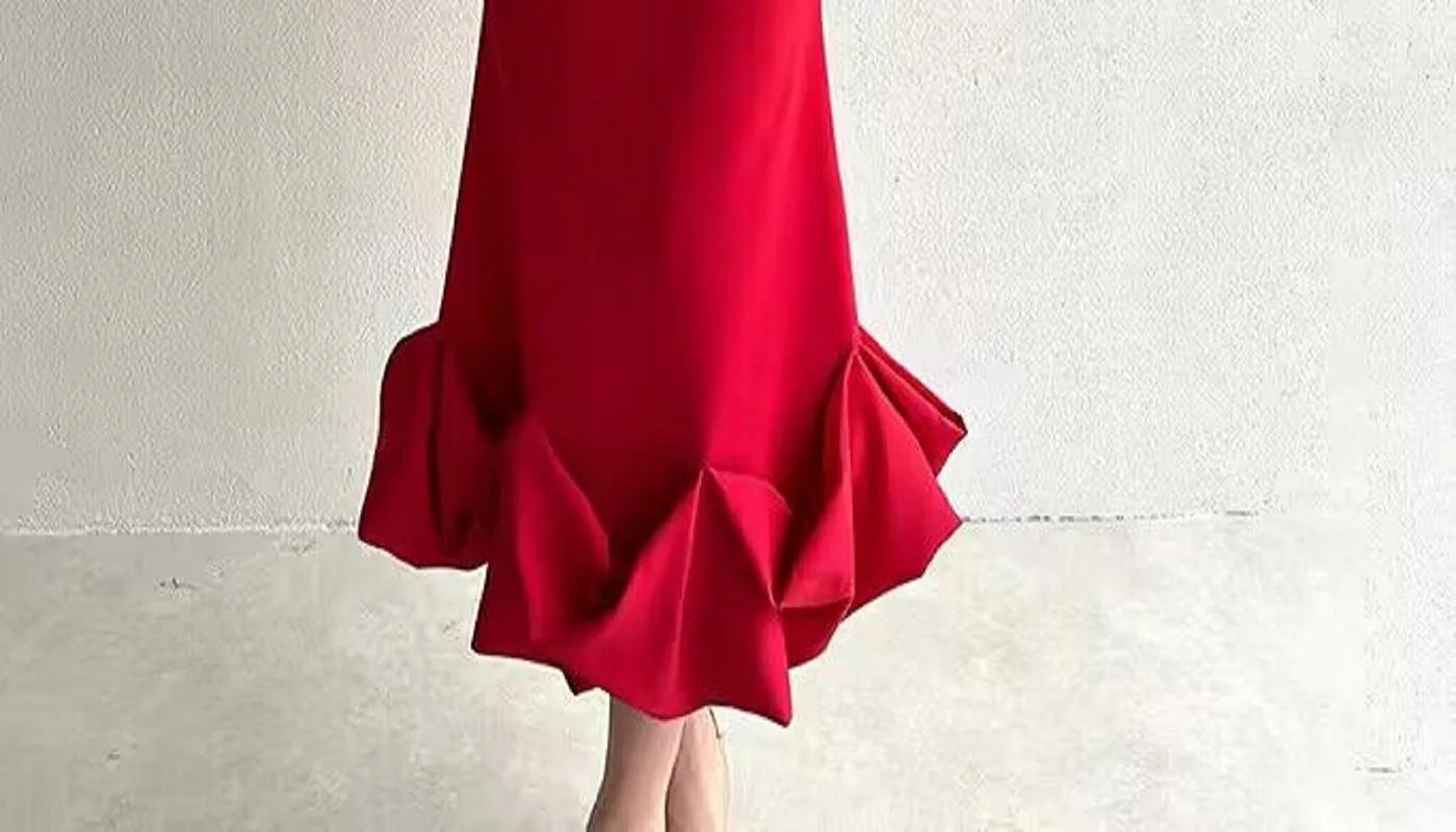 Robe mi-longue Sexy sans manches, dos nu, mode d'été, moulante, élégante, à volants, pour fête d'ann