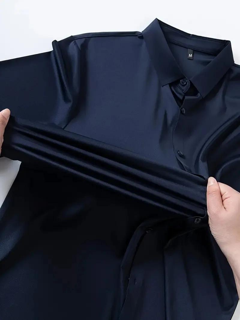 Chemise unie à manches longues pour hommes, nouveau Design, automne, haute élasticité, décontractée,