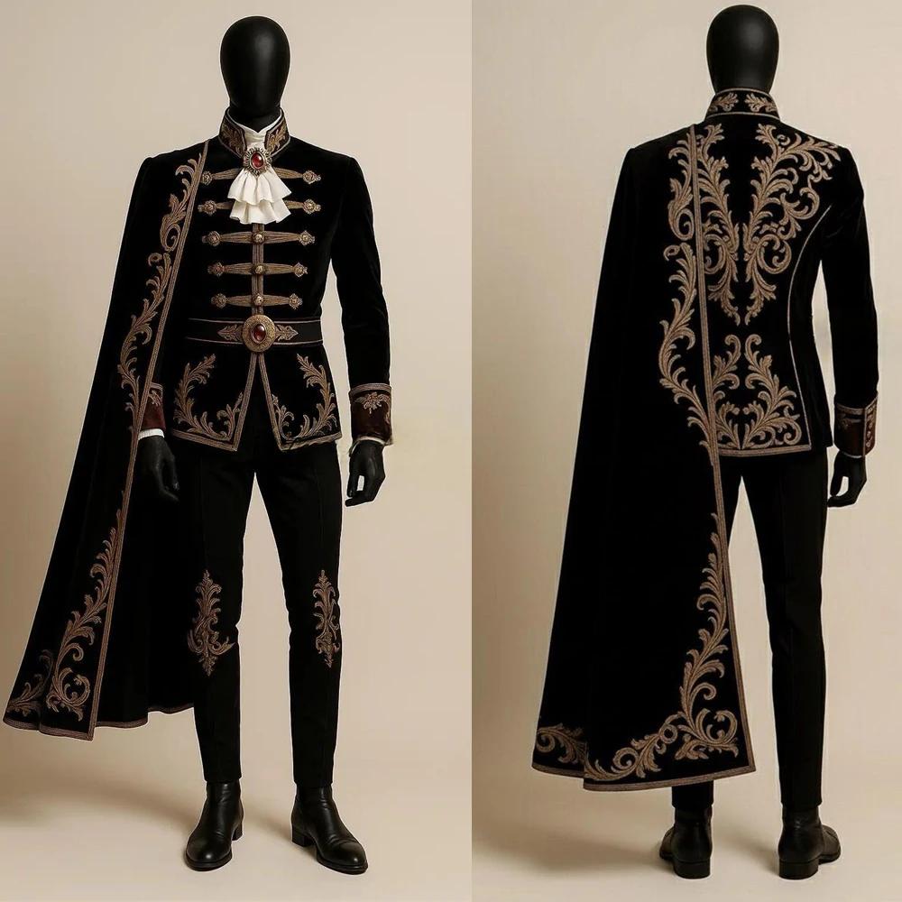 Noir or brodé victorien Rococo Baroque gothique Prince roi aristocrate Gentleman médiéval chevalier