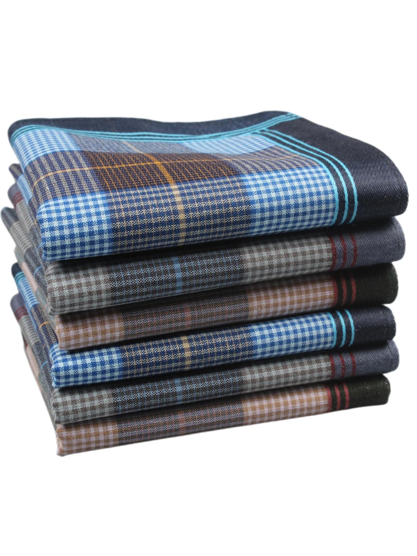 Mouchoir en tissu rayé pour hommes de 15,7 pouces, petit tissu à grille carrée, décoration de la mai