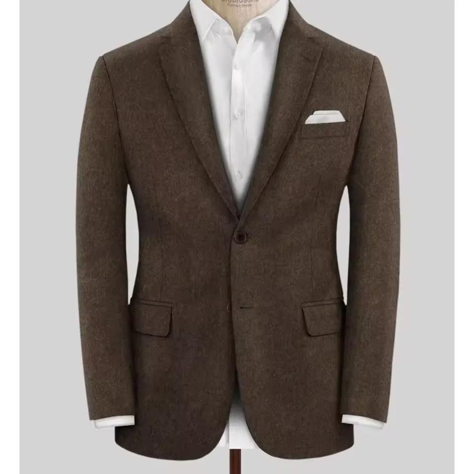 Blazer en laine pour hommes, simple boutonnage, coupe cintrée, veste de costume élégante, décontract