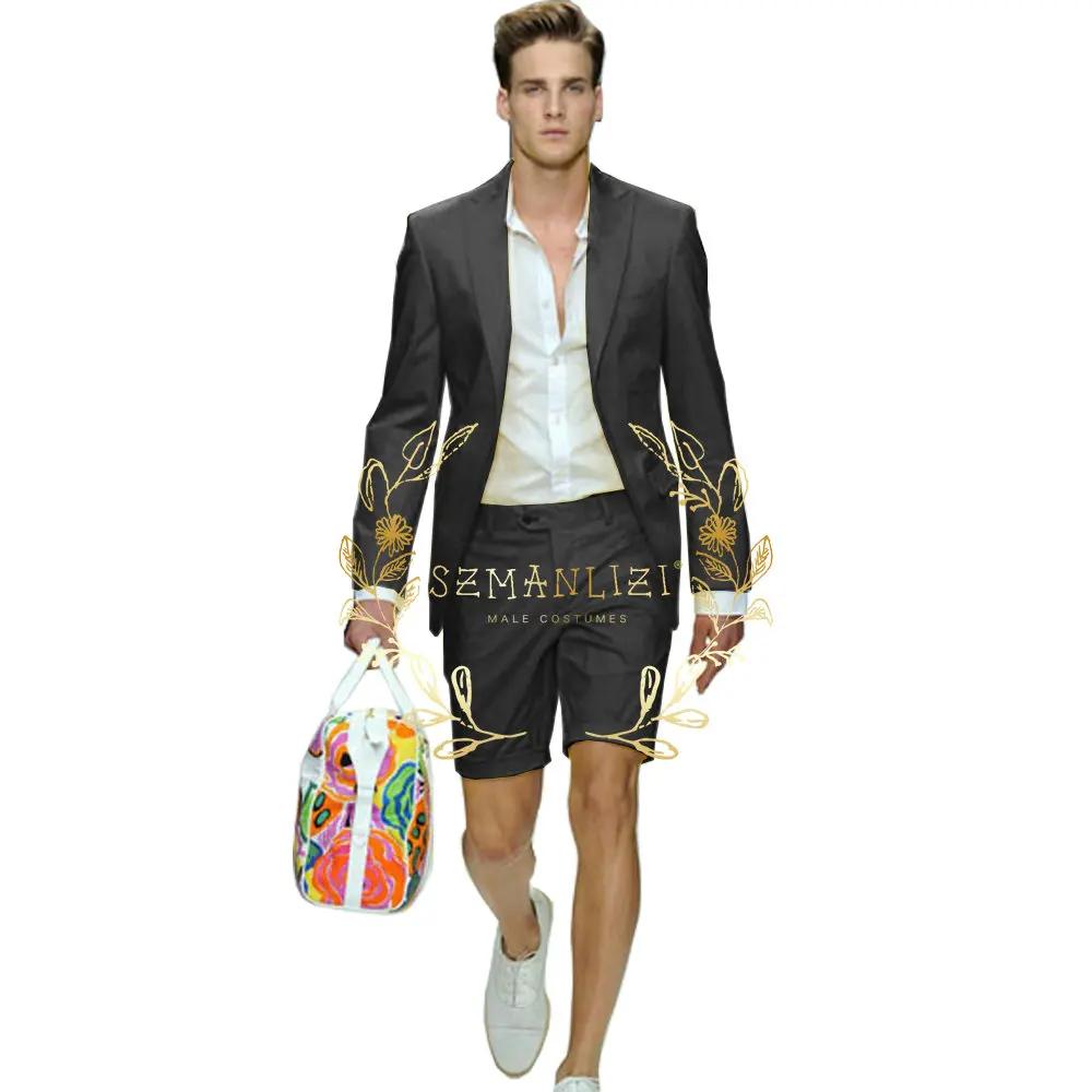 2025 jaune hommes été Ternos Slim Fit costumes de fête de mariage hommes bal décontracté plage costu