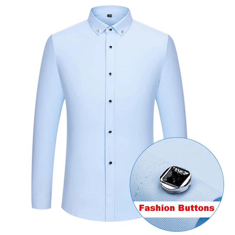 Offre spéciale hommes d'affaires robe chemise formelle mode mince classique basique diamant bouton à